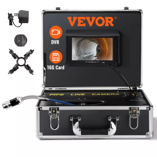 30m/100ft 7" Sewer Camera Pipe Inspection Camera LCD Monitor with DVR Function