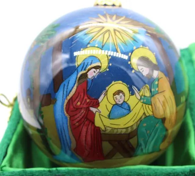 Li Bien Birth of Christ Ornament, Hand Painted, Mouth Blown, Manger 2013