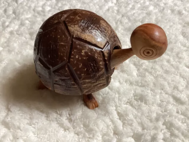 Turtle Figurine Coconut shell Toy Tortoise Christmas Gift Wood Carved Decor