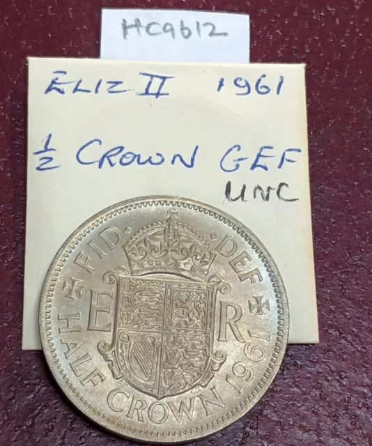 1961 Elizabeth II Halfcrown 2/6d cupronickel coin in GEF/ UNC.Pre-decimal.HC9612