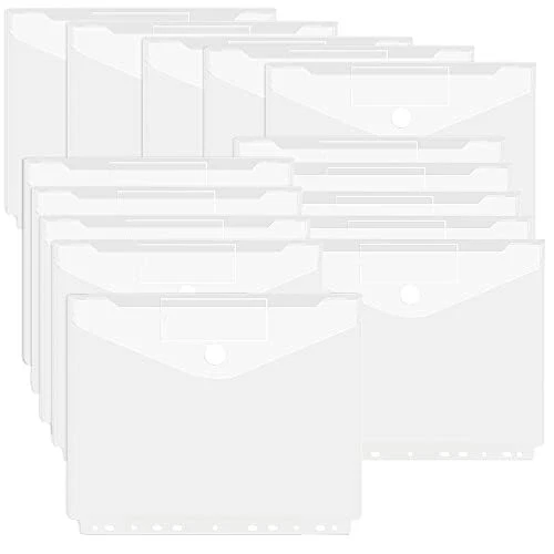 A4 Binder PocketFOME 15pcs Binder Organizer Snap Button Pouch with Label for ...