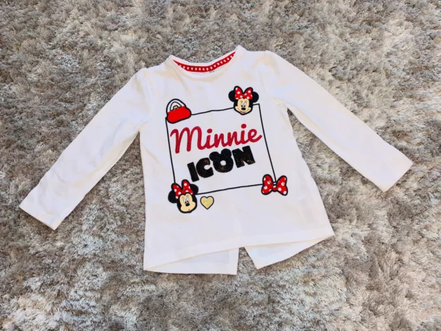 Immaculate - Disney Minnie Mouse Icon Long Sleeve Tshirt - 2 - 3 Years - White