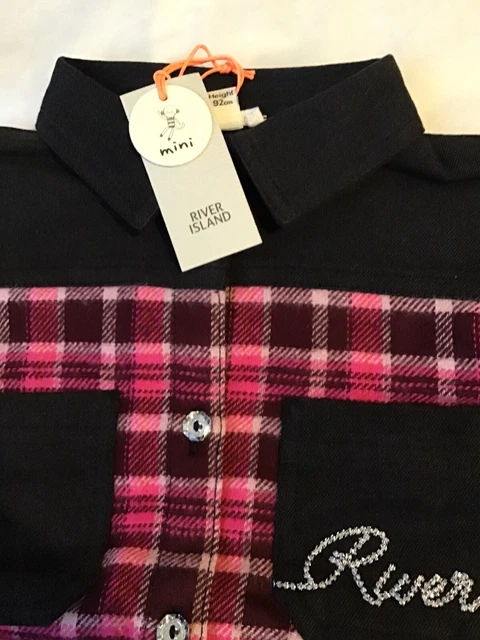 River island mini girls aged 9-12 months pink shacket Check Set BNWT 4