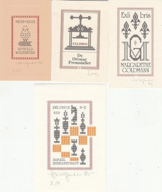 4 Exlibris Bookplate Friedrich Wolfenter Konvolut Lot 1