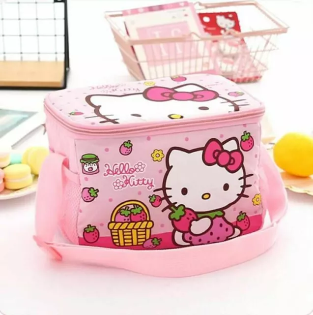 Cute Strawberry Hello Kitty Lunch Bag Insulated Cooler Picnic Crossbody Bags HOT