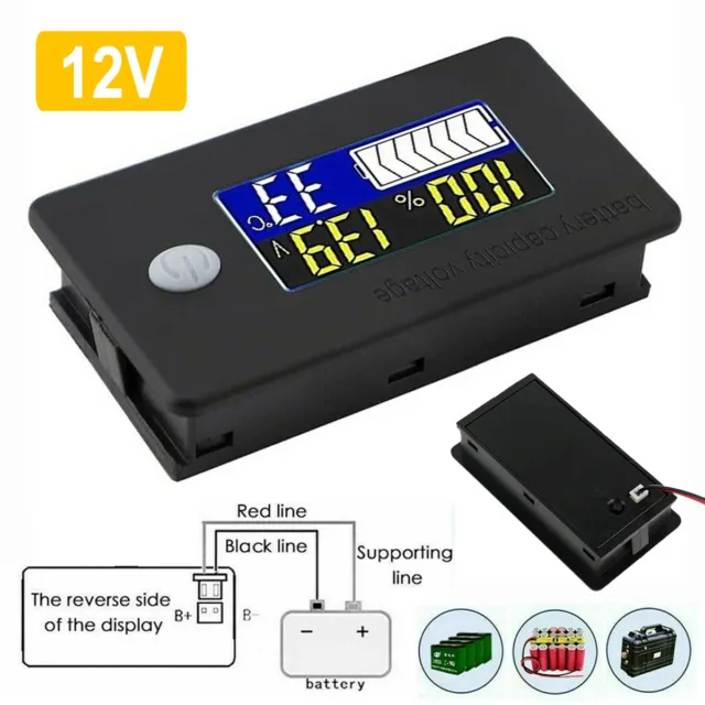 Digital LCD 12V Battery Charge Capacity Status Display Indicator Monitor Meter