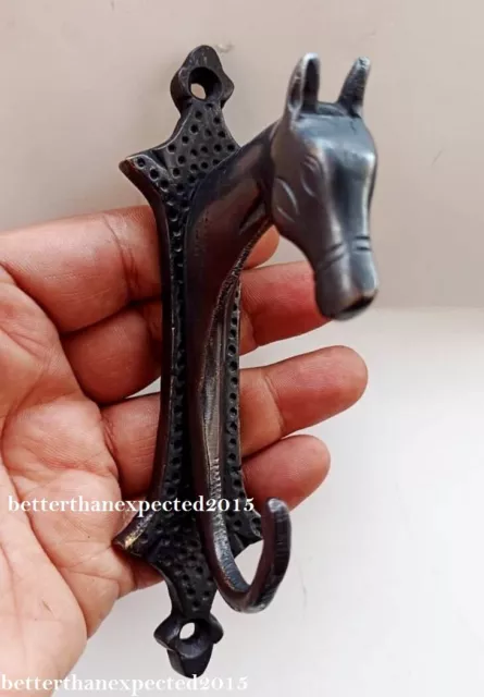 Antique Brass Pony Wall Hook Hooks Mare Animal Head Corner Handmade Decor