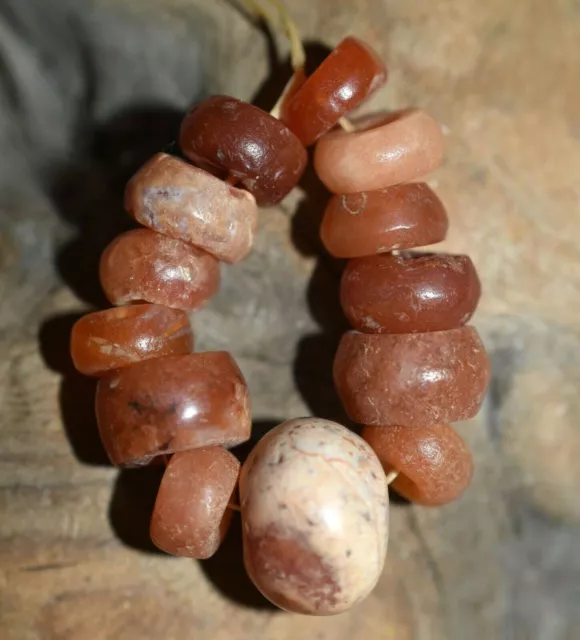Ancient Agate Stone Excavated Djenne Dig Beads Mali African Trade 1000 Years Old