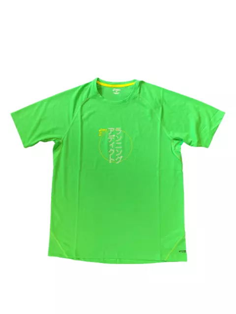 ASICS Men's Running T-Shirt (Size XL) Sports Graphic Logo Top - Green - New