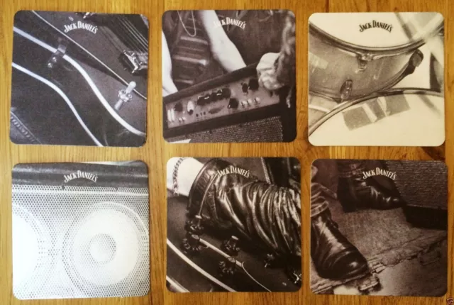 Set Of Six Jack Daniels Rock Through The Ages  Beer Mats From 2015