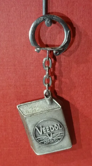 Original alter VEEDOL ÖL Öldose Schlüsselanhänger 60er Jahre aus Metall massiv