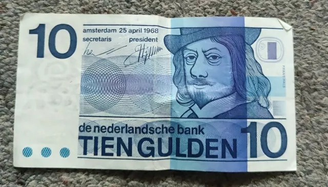 Tien GULDEN Dutch Bank Note 25 April 1968