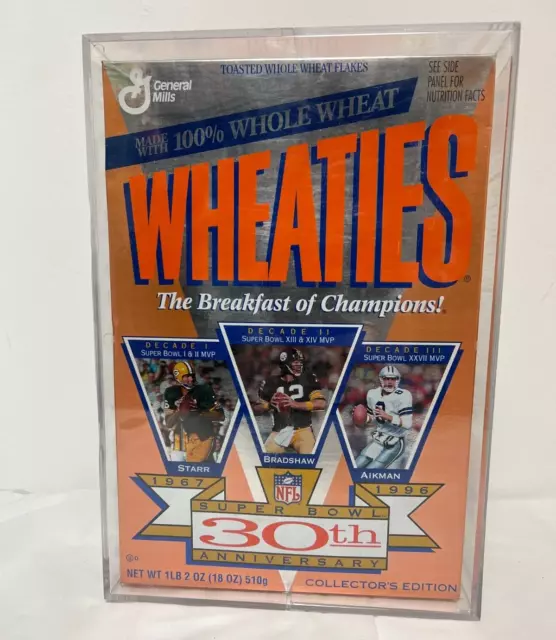 NFL Super Bowl 30th Anniversary Wheaties Cereal Box in case 1996