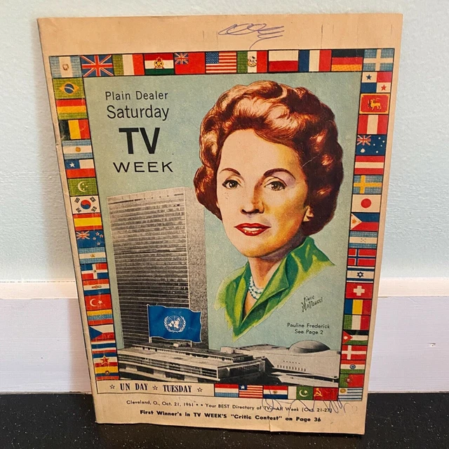 TV WEEK OCTOBER 21 1961 Pauline Frederick UN Cleveland Plain Dealer