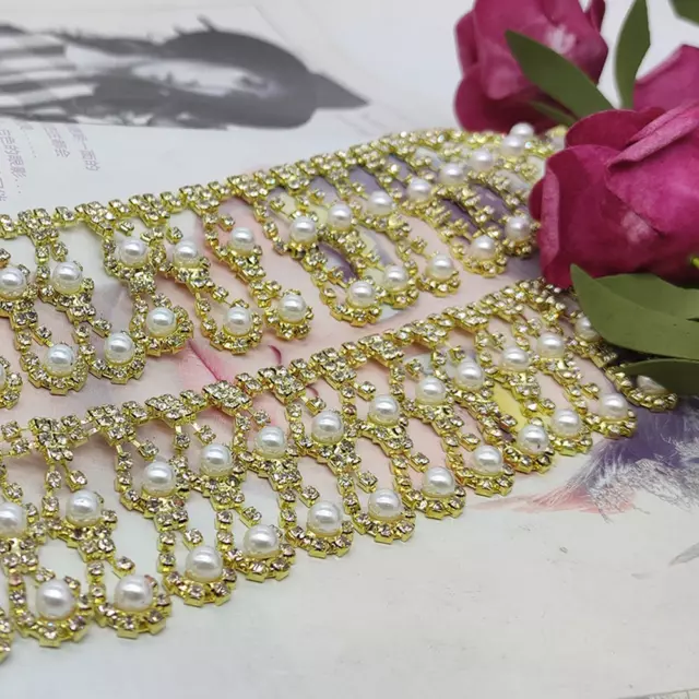 20cm Shiny Crystal Beaded Rhinestone Edging Trim Chain Tassel Fringe DIY Craft