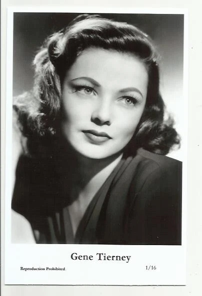 (Bx34) Gene Tierney Swiftsure Photo Postcard (1/16) Filmstar Pin Up Glamour