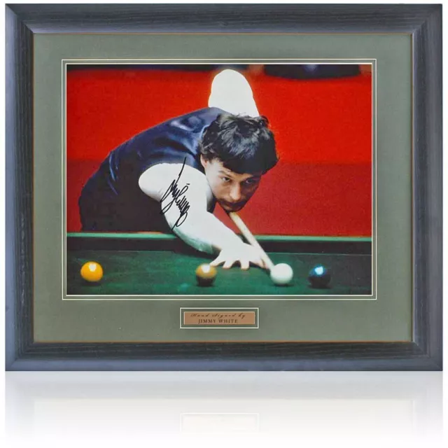 Fotografia Jimmy White Snooker Legend firmata a mano 16x12"" AFTAL foto COA