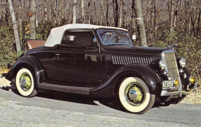1935 Ford V8 Cabriolet w/ Rumble Seat Roaring 20 Auto postcard K9