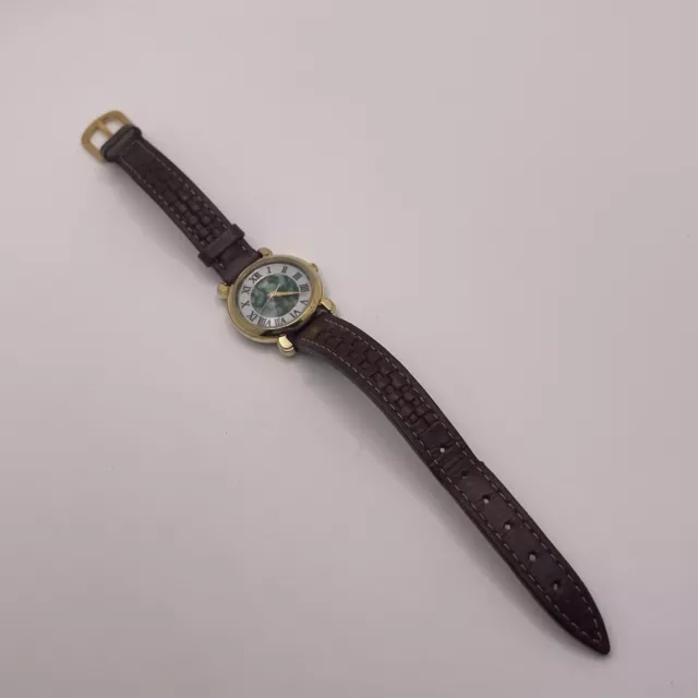 Working Relic Gold Tone Wrist Watch / Brown Genuine Leather Band