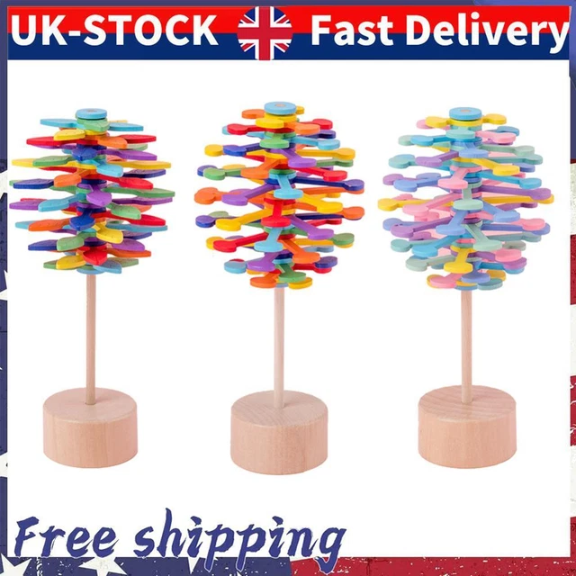 Wooden Helicone Wand Rotating Lolly Toy Children Decompression Educational Toys