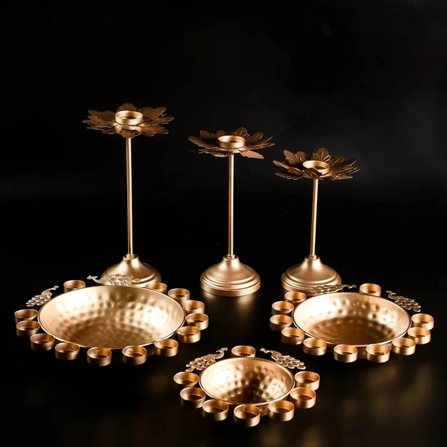 Urli Stand Tealight Peacock Bowl Holder Bowl Set Of 6 Festival Decor Urli Pot