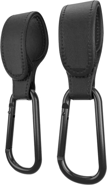 Universal Leather Style Buggy Mummy Clips For Pram Stroller Hook Strap 2Pack New