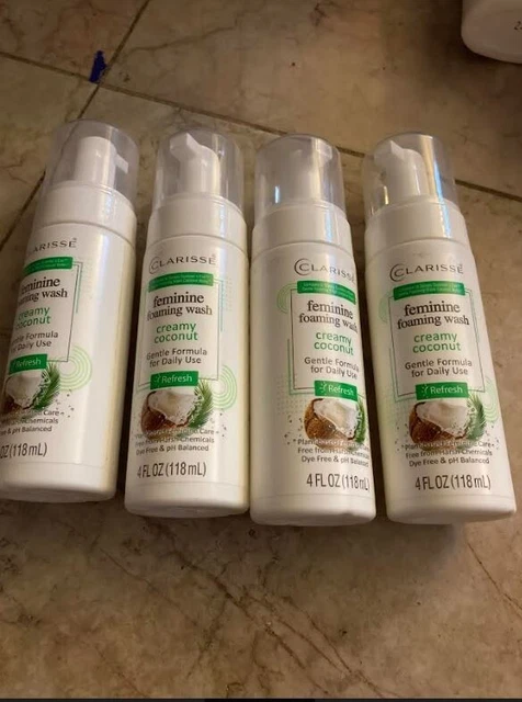 ¡Nuevo! 4 x 4 oz refrescante de coco cremoso con espuma femenina Clarisse lavado