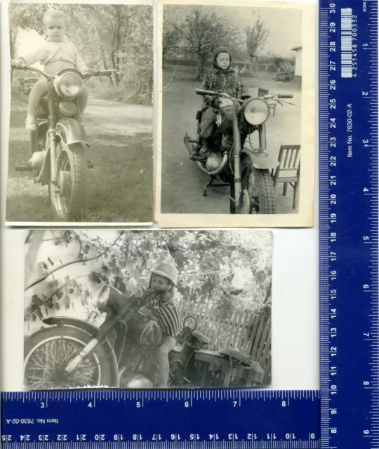 Vintage Photo Boy Child biker motorcycle moto bike USSR