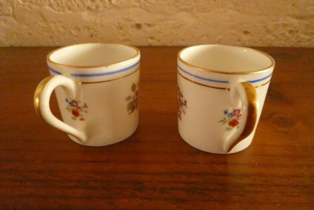 2 tasses à café, moka porcelaine ancienne Limoges manufacture Pallas vers 1930 3