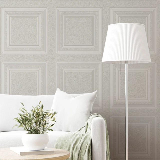 LUXURY BLOWN WOOD Panel Wallpaper Textured Paneling Belgravia Vinyl
