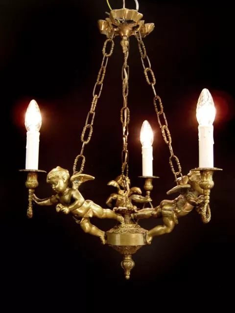antiker Putten Engel Kronleuchter Deckenlampe   Jugendstil restauriert