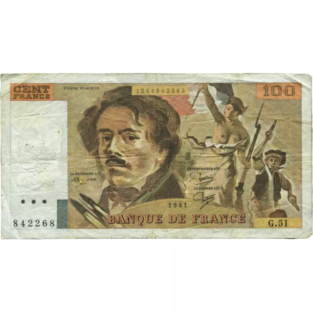 [#148713] France, 100 Francs, Delacroix, 1981, G.51, VF, Fayette:69.5