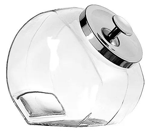 Anchor Hocking 1-Gallon Penny Candy Glass Jar with Lid, Chrome, Set of 2，.
