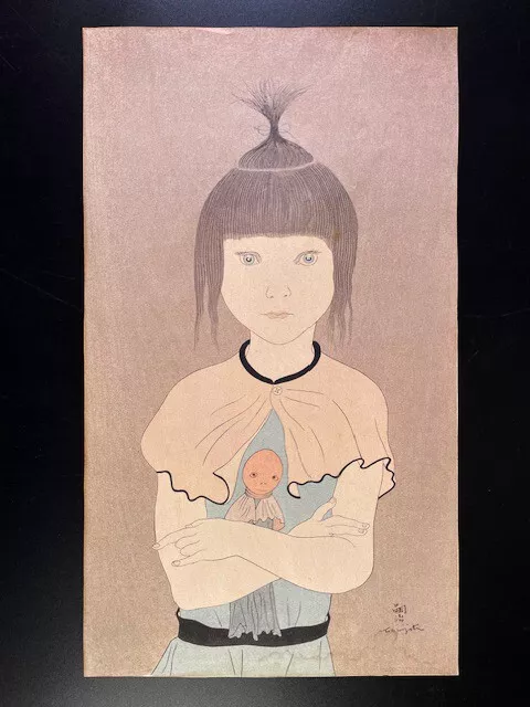 Scarce Original Leonard Tsuguharu Foujita Japanese Woodblock Print "Girl"