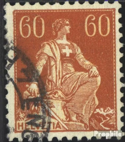 Schweiz 140z gestrichenes Papier geriffelt gestempelt 1933 Sitzende Helvetia