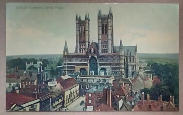 Old Postcard Lincoln Cathedral West Front Unposted Boots "Pelham" Series