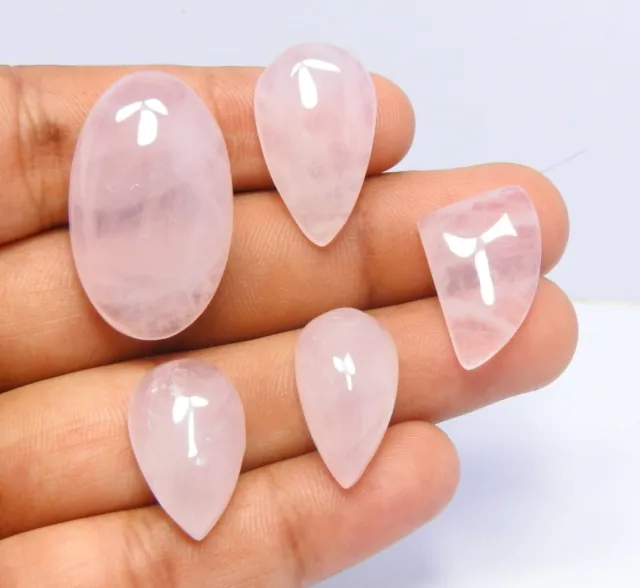 5 Pcs 89 Cts Lot Natural Rose Quartz Loose Gemstones Cabochon Mix Shape Lo-104