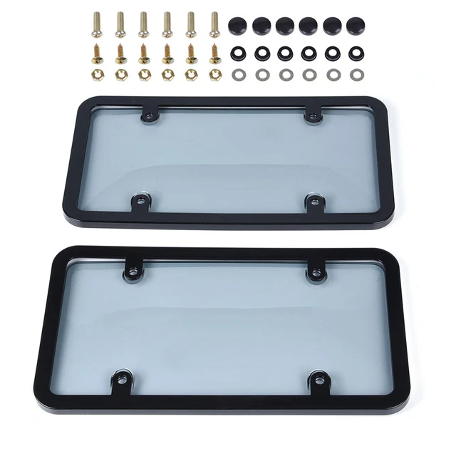 2Pcs Fit For Universal Tinted Smoked Tag License Plate Shield Cover Frame Truck