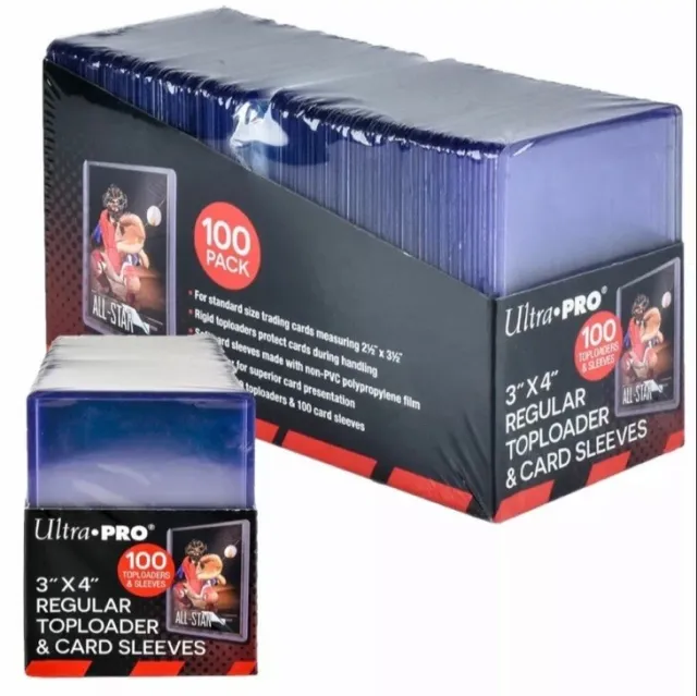 Toploaders 100 Ultra Pro 3 X 4 Regular Toploader & 100 Soft Card Sleeves