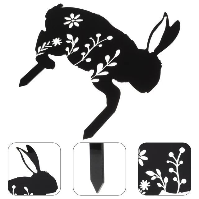 Signe de lapin en acrylique Pâques Bunny pieu de jardin Ornement de jardin
