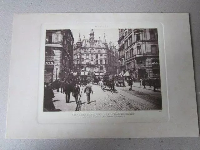 Hamburg und Umgebung 1895 Grasskeller und Stadthausbrücke Kupferdruck