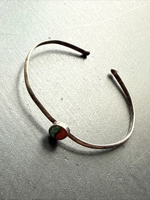 Bracelet Gourmette Ancien En Argent Massif 925 - Style Jonc - Art Ethnique - Occasion
