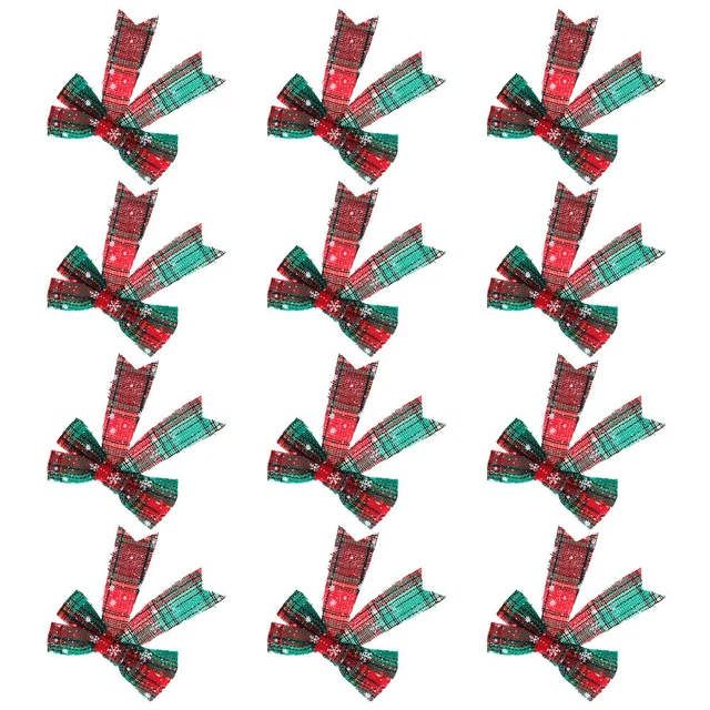 12pcs Farmhouse Christmas Ornaments Front Tür Kranz Bogen Weihnachten Baum Bögen