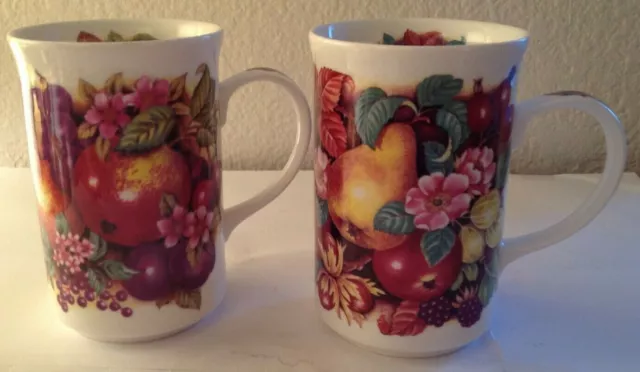 Set of 2 St. George Harvest Fall Fruit & Berries Coffee Cup Mug  England