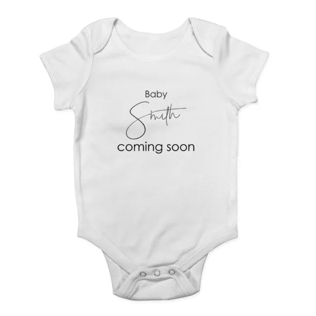 Personalised Baby Coming Soon Baby Grow Vest Bodysuit Boys Girls