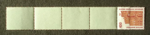Bund 1991: ROLLENMARKE,m Rollenanfang, RE1+ 4 LF, 400 Pfg,MN 1562 uR grautürkis