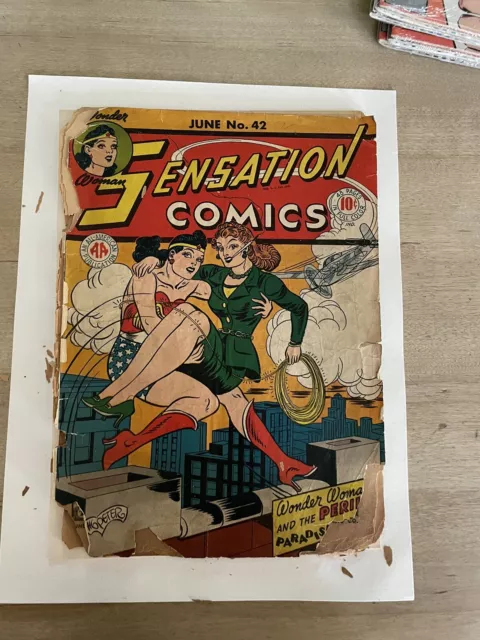 Sensation Comics #42 Poor 1945 - Incomplete issue Wonder Woman