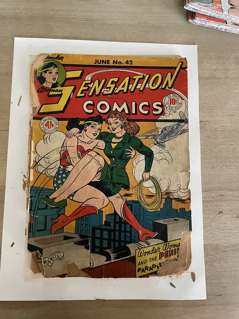 Sensation Comics #42 Poor 1945 - Incomplete issue Wonder Woman