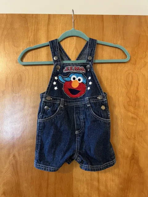 Sesame Street ELMO Baby Toddler Denim Jean Overall Bibs Vintage 18 Months 18M