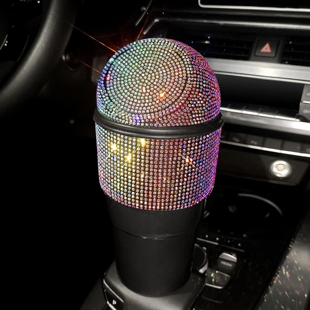 Colored Rhinestone Auto Garbage Can Car Waste Holder Auto Trash